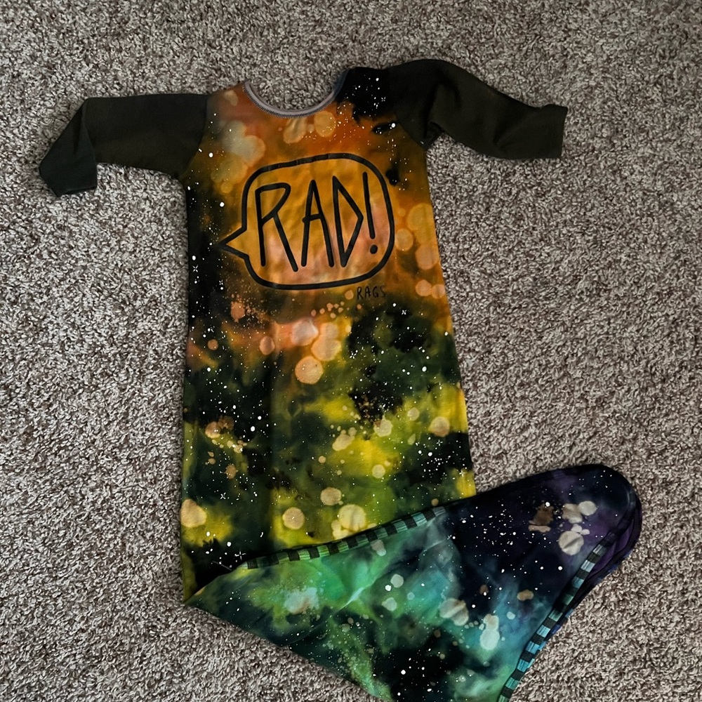 Custom dyed Rags to Raches baby pouch